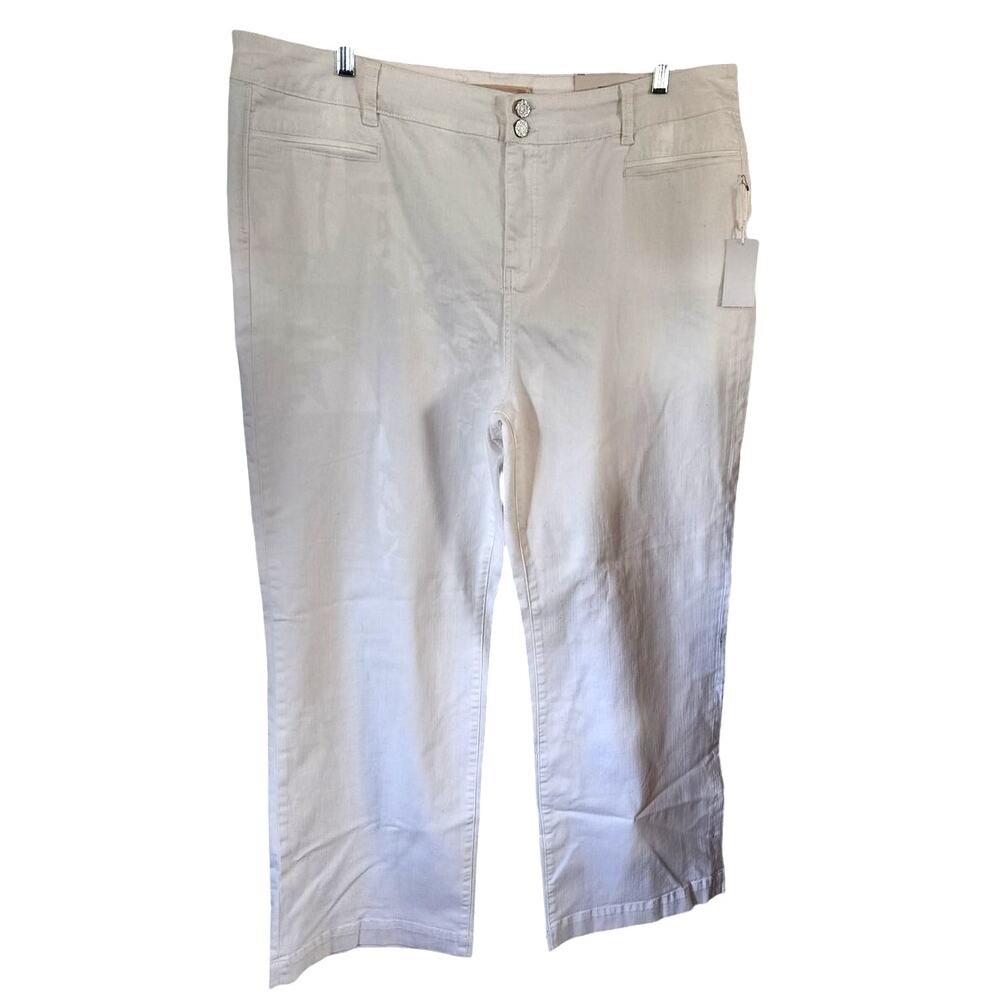 Soft Surroundings white Wide Leg Ultimate Full Length Denim Pants Plus Size 22W